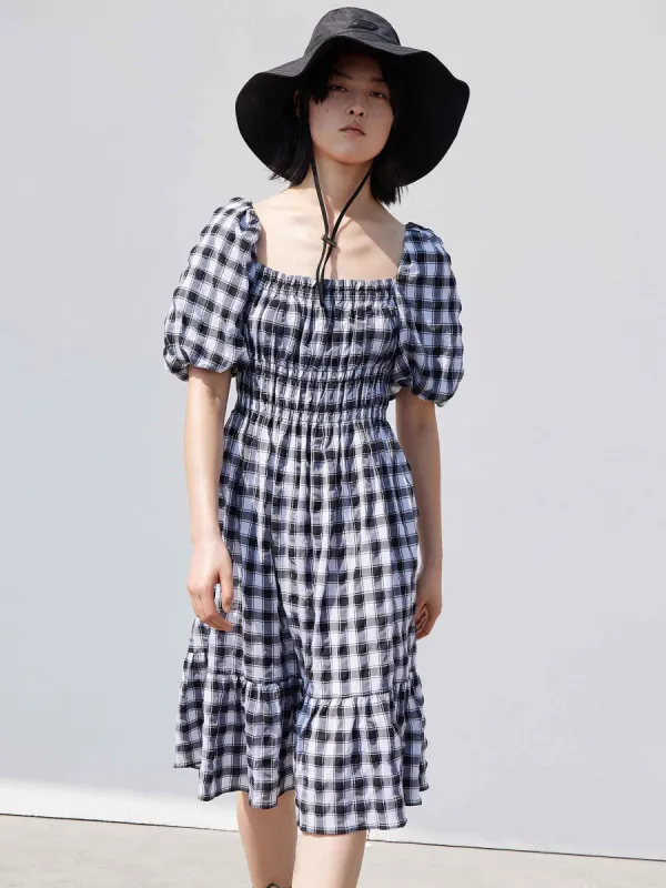 Square Neck Puff Sleeve Dress sold by Mo&Co