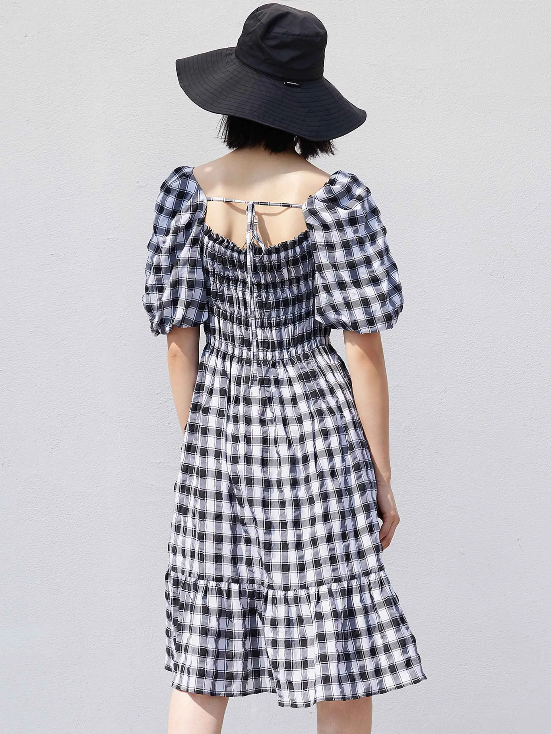 Square Neck Puff Sleeve Dress sold by Mo&Co product image thumbnail 3