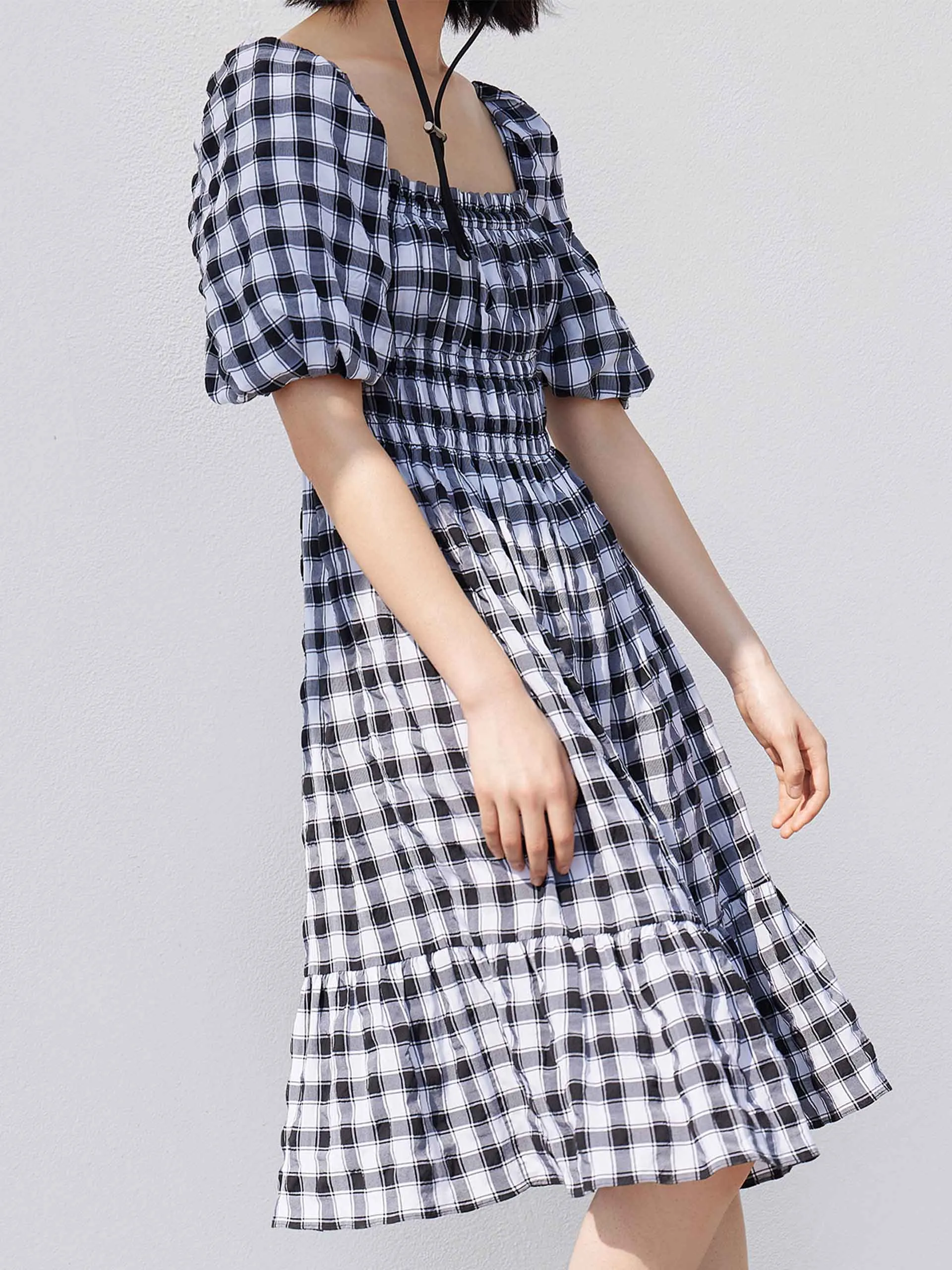 Square Neck Puff Sleeve Dress sold by Mo&Co product image thumbnail 5