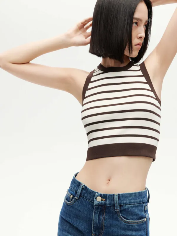 Striped Cropped Tank Top sold by Mo&Co