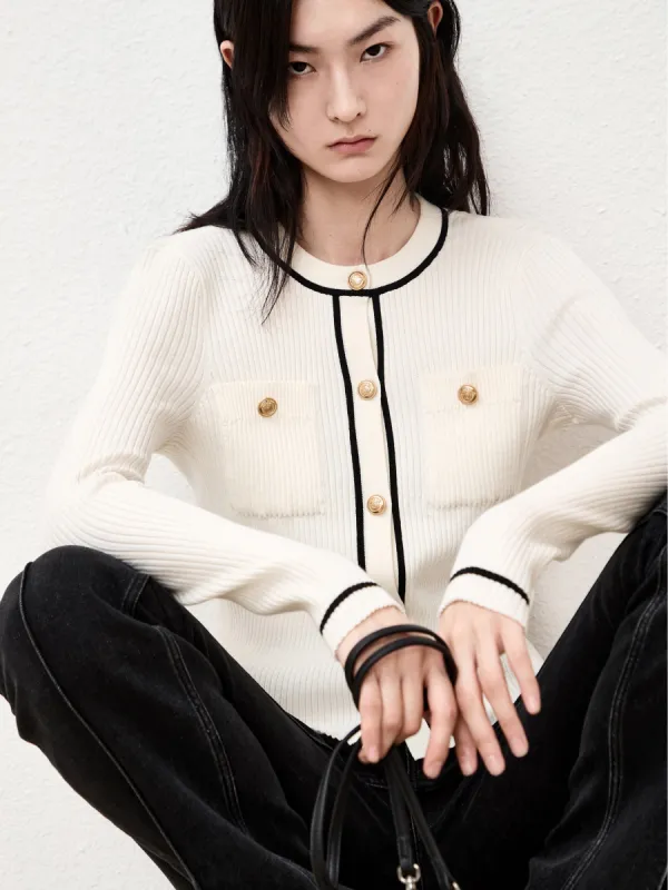 Contrast Slim Fit Cardigan sold by Mo&Co