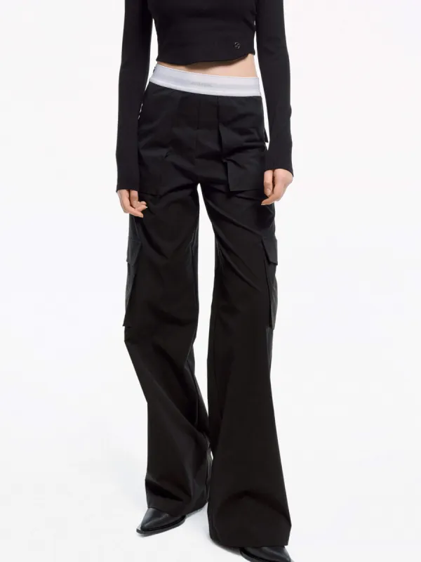 Contrast Waist Cargo Pants sold by Mo&Co