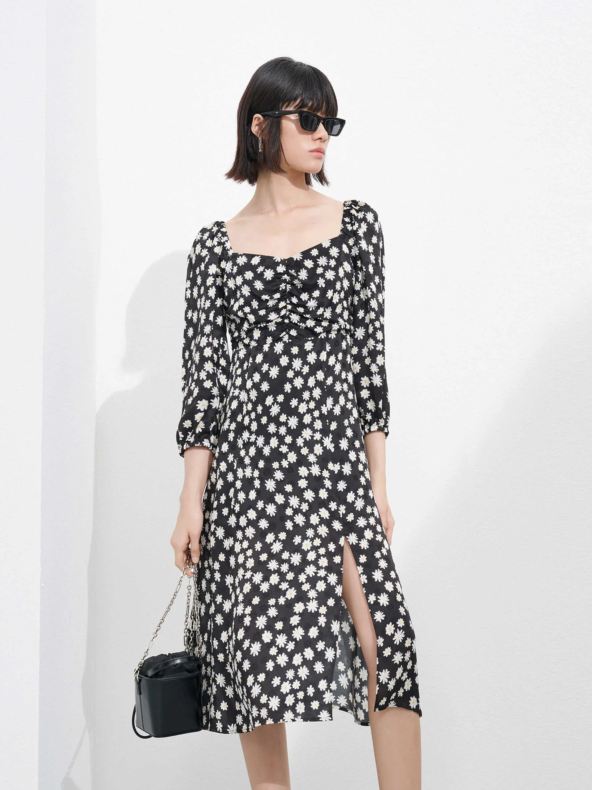 Silk Blend Midi Dress sold by Mo&Co