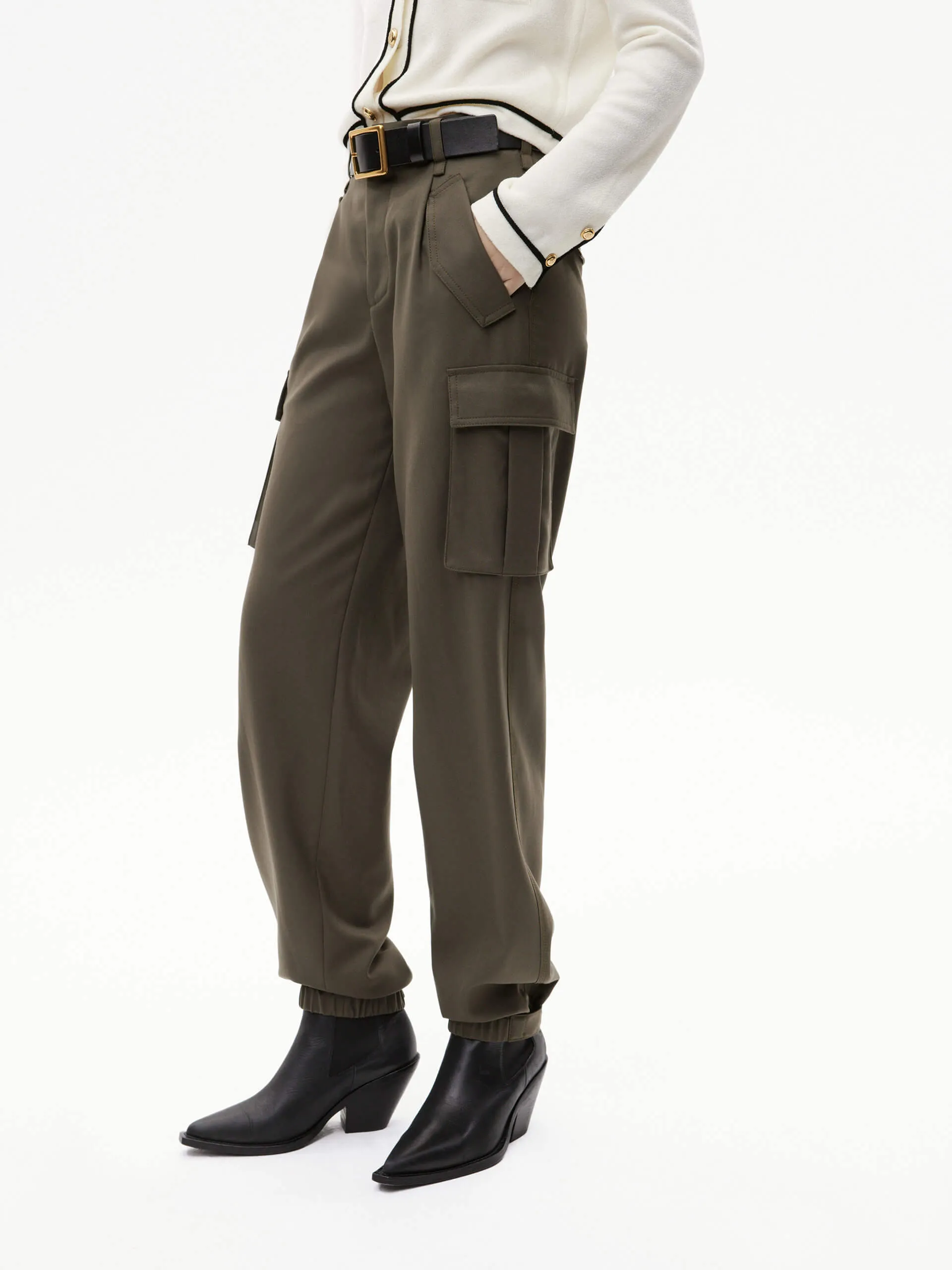 Cargo Pocket Detail Pants sold by Mo&Co