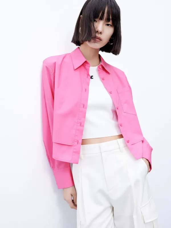 Asymmetrical Hem Layered Shirt sold by Mo&Co