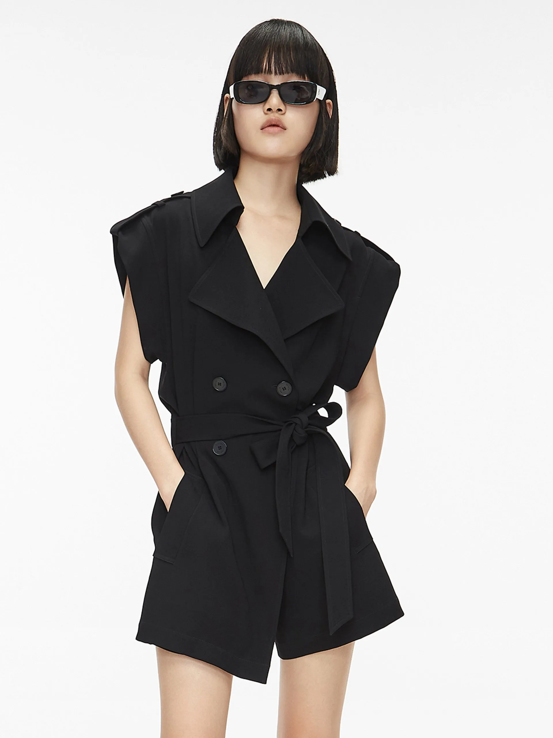 Loose Short Belted Playsuit sold by Mo&Co