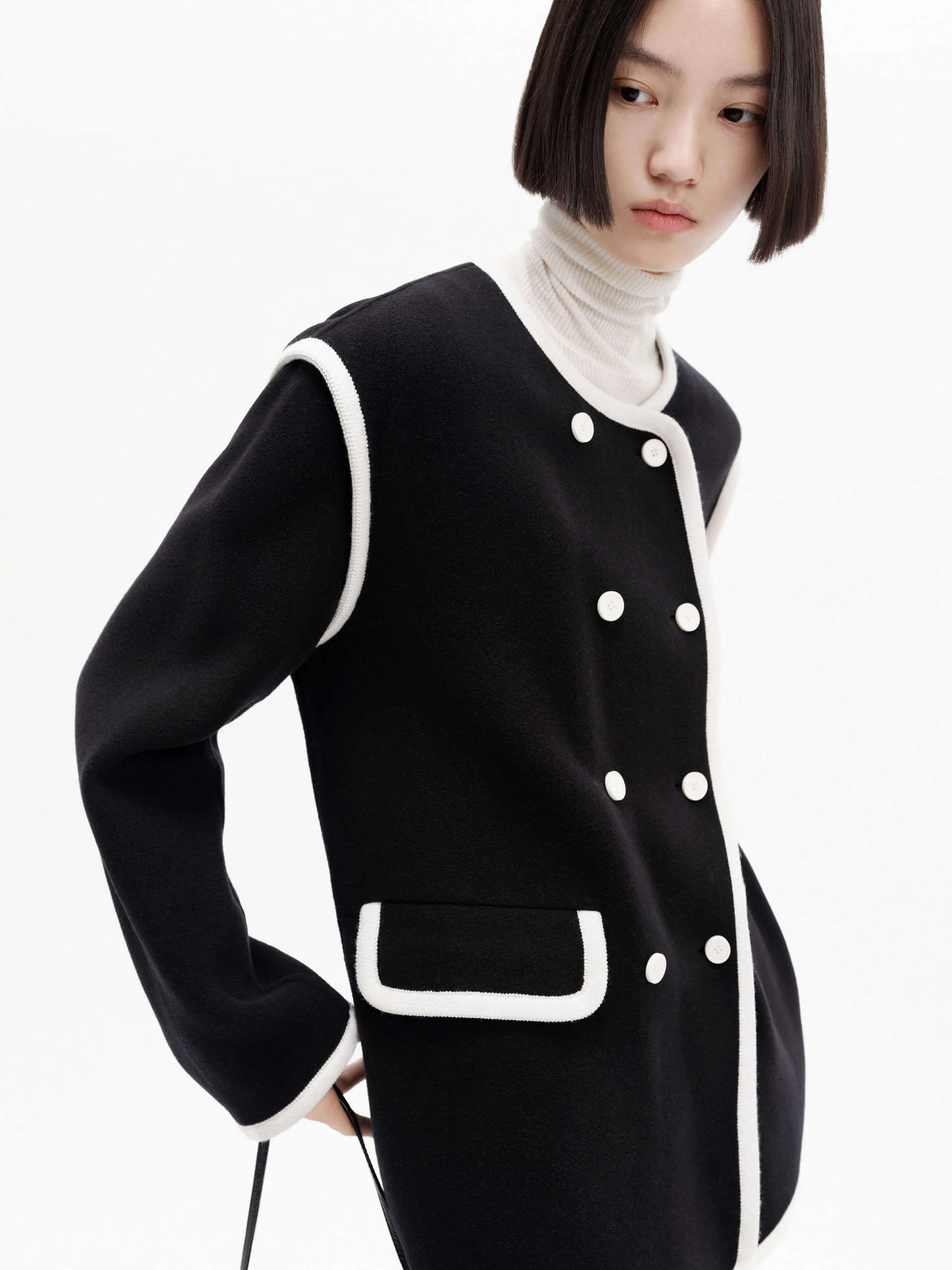 Contrast Trim Loose Coat sold by Mo&Co product image thumbnail 4