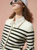 Crop Knitted Striped Cardigan sold by Mo&Co