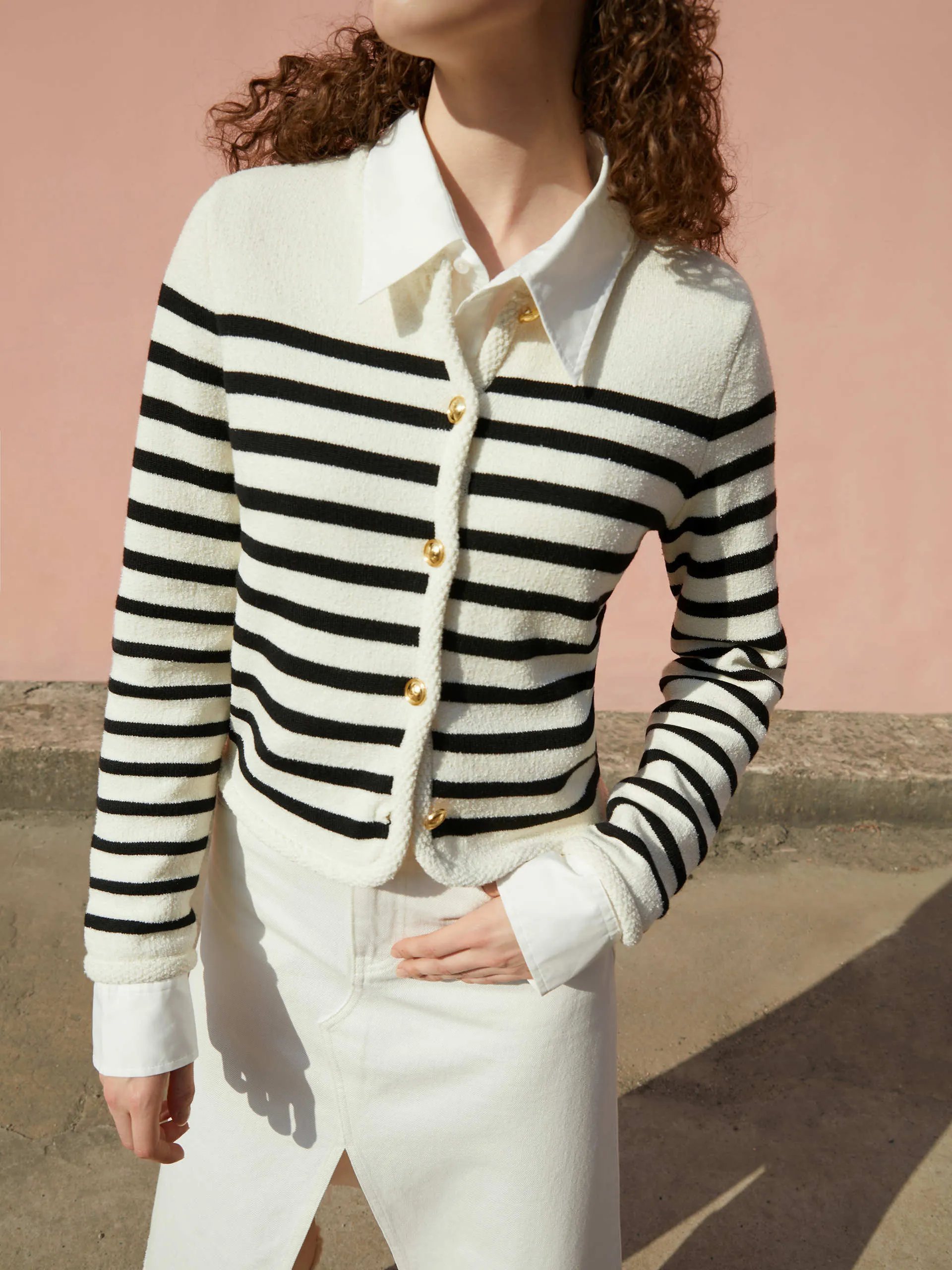 Crop Knitted Striped Cardigan sold by Mo&Co product image thumbnail 4