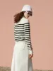 Crop Knitted Striped Cardigan sold by Mo&Co