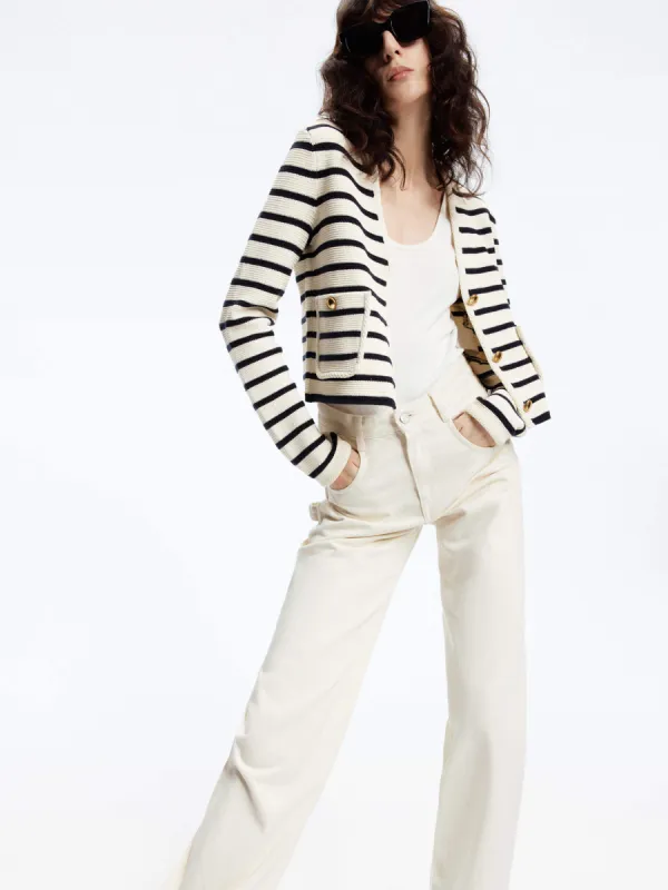 Wool Blend Striped Cardigan sold by Mo&Co
