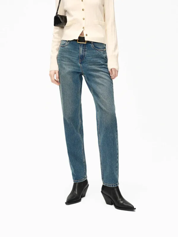 Ankle Tapered Jeans in Cotton sold by Mo&Co