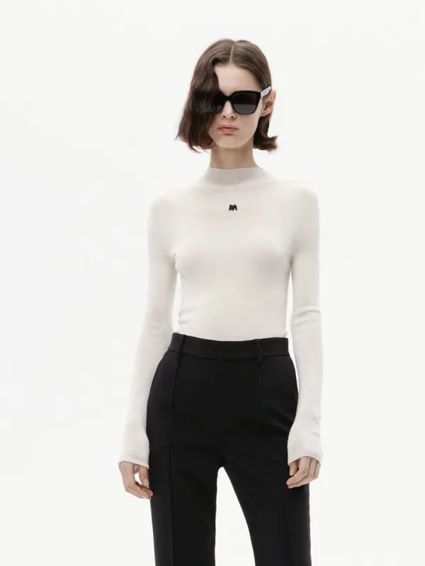 Stand Collar Wool Knitted Top sold by Mo&Co