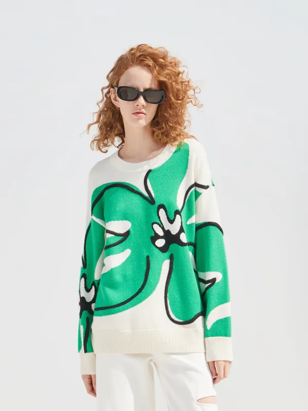 Wool Floral Pattern Sweater sold by Mo&Co