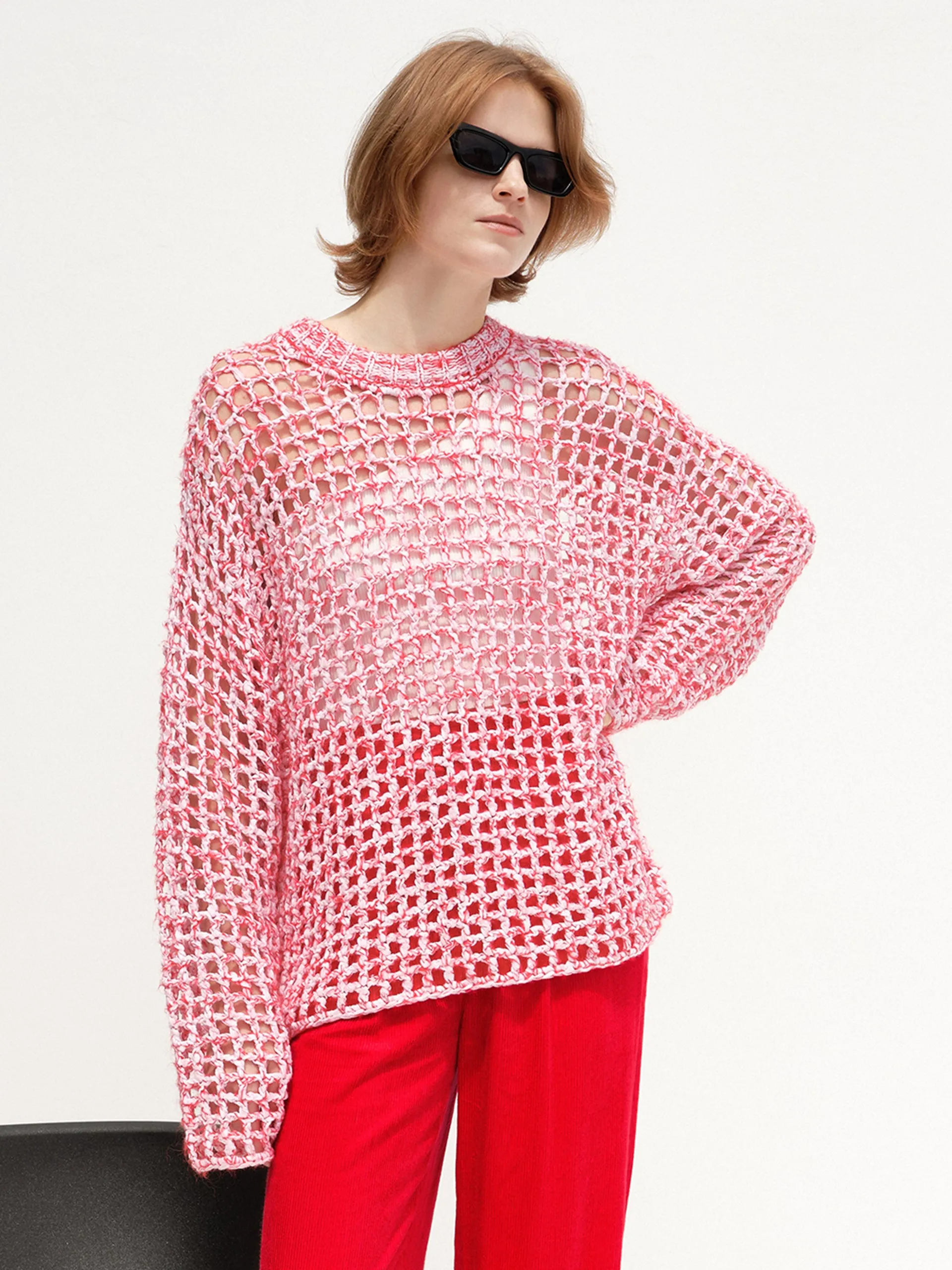 Crewneck Crochet Knit Sweater sold by Mo&Co product image thumbnail 4
