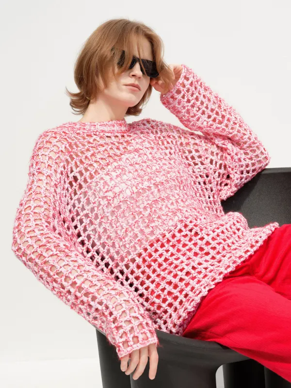 Crewneck Crochet Knit Sweater sold by Mo&Co