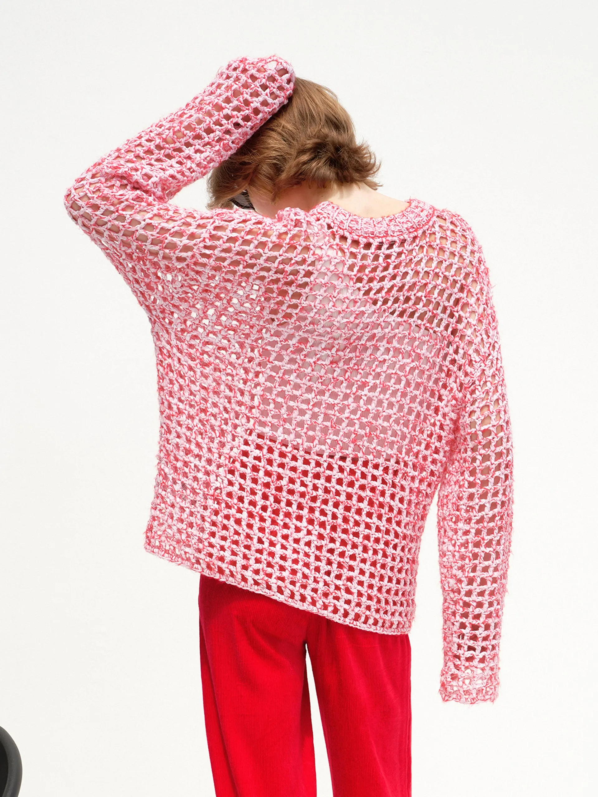 Crewneck Crochet Knit Sweater sold by Mo&Co product image thumbnail 3