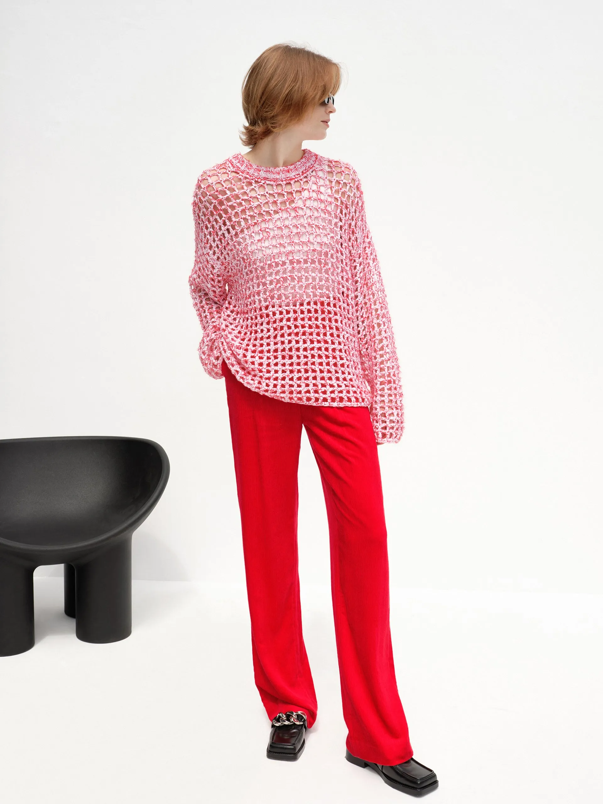 Crewneck Crochet Knit Sweater sold by Mo&Co product image thumbnail 5