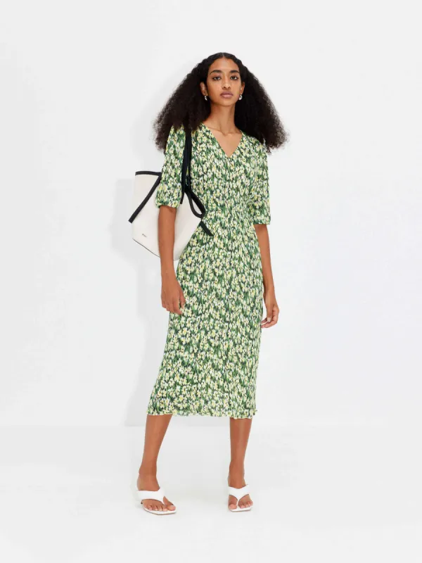 Printed V-neck Midi Dress sold by Mo&Co