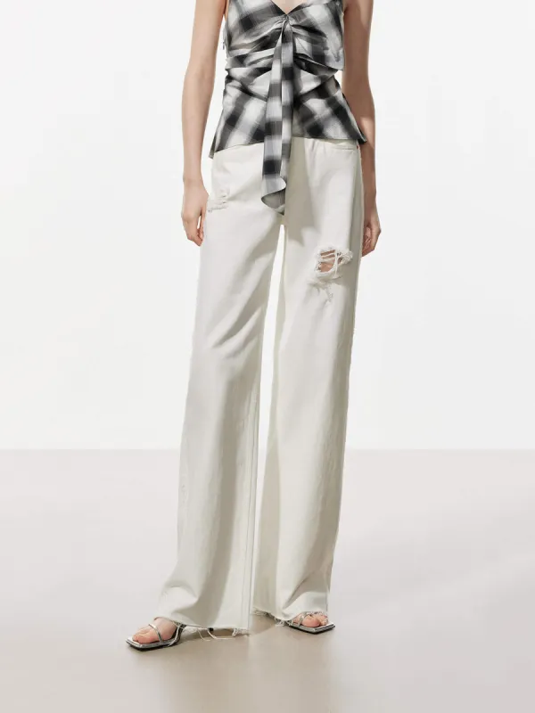 Straight Leg Ripped Jeans sold by Mo&Co