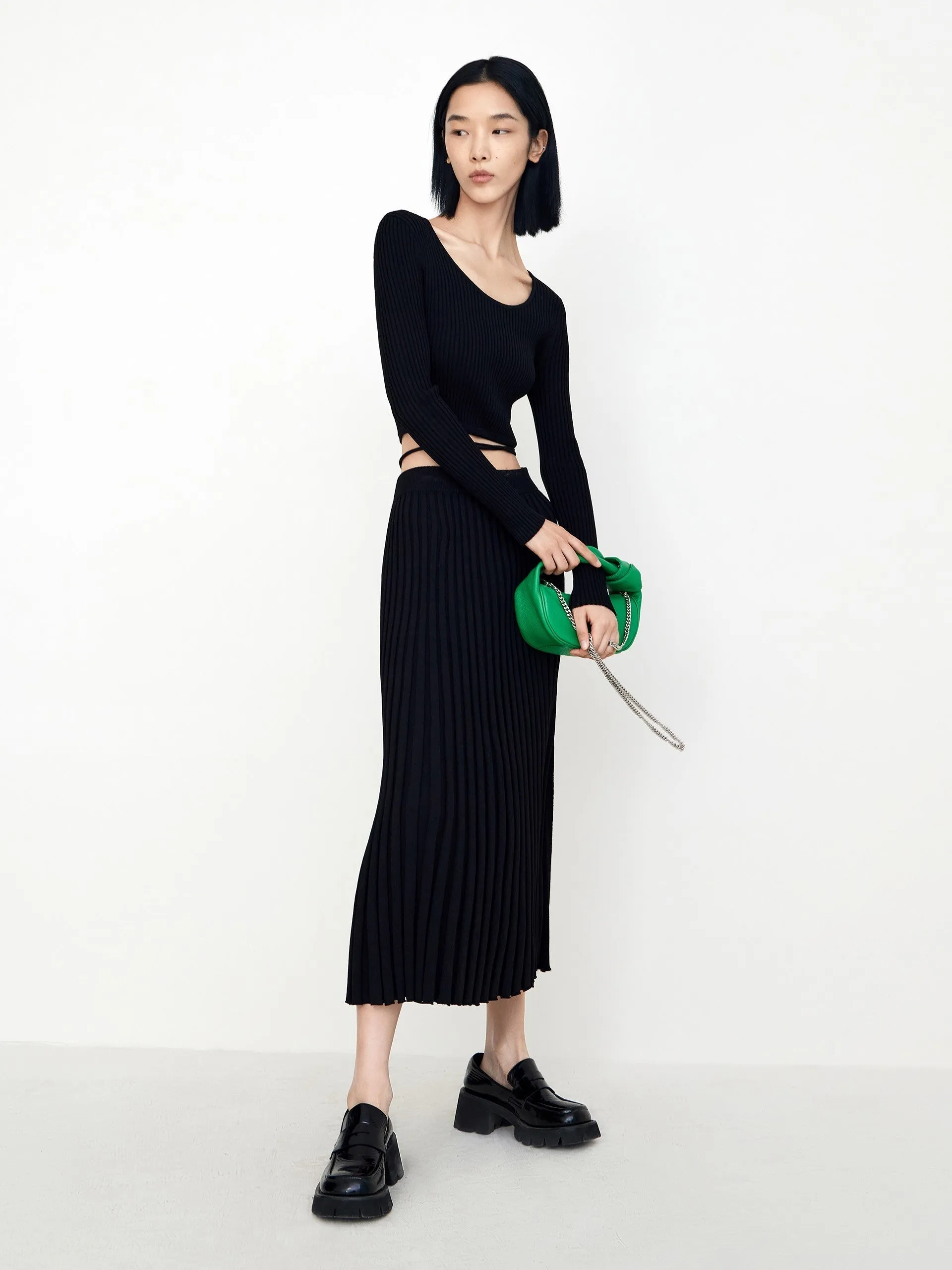 Rib Knit Midi Skirt sold by Mo&Co product image thumbnail 2