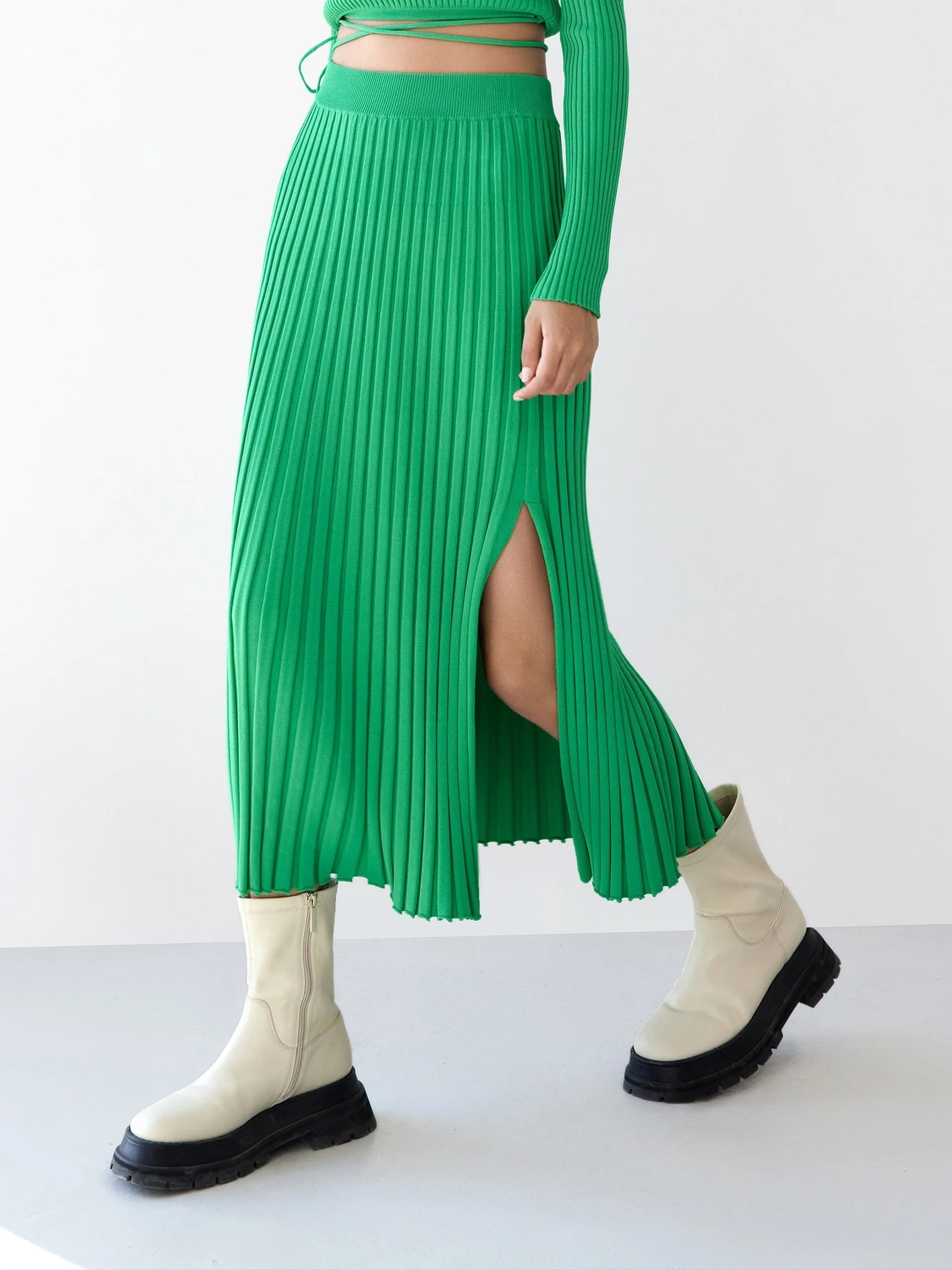 Rib Knit Midi Skirt sold by Mo&Co product image thumbnail 3
