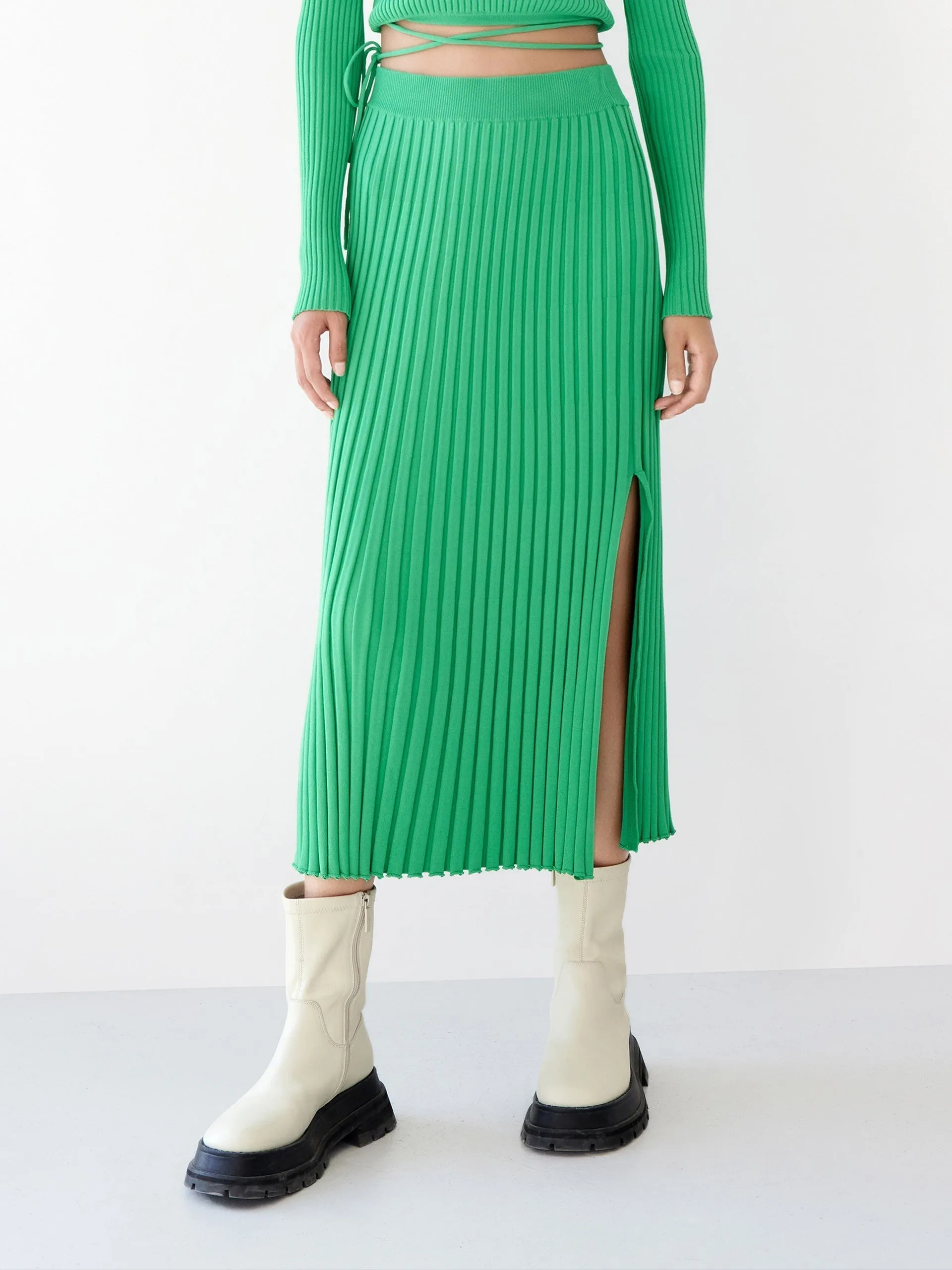 Rib Knit Midi Skirt sold by Mo&Co product image thumbnail 4