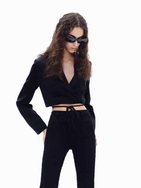 Strap Details Satin Blazer sold by Mo&Co