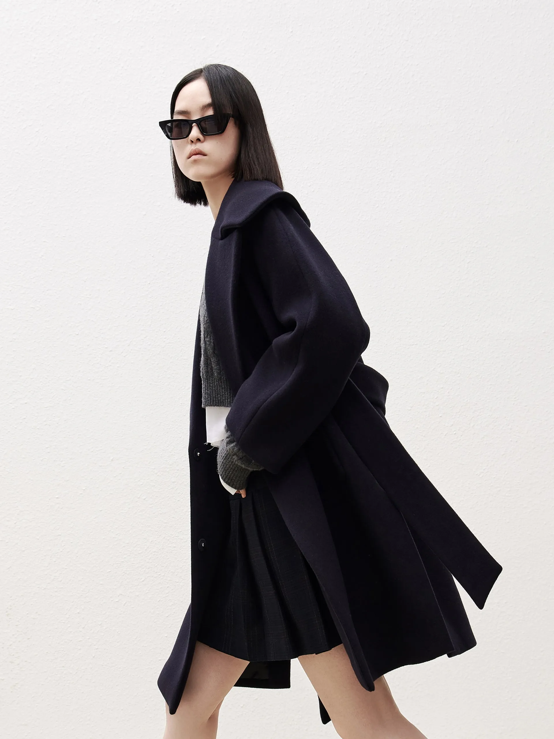 Wool Blend Side Slit Coat with Belt sold by Mo&Co product image thumbnail 5