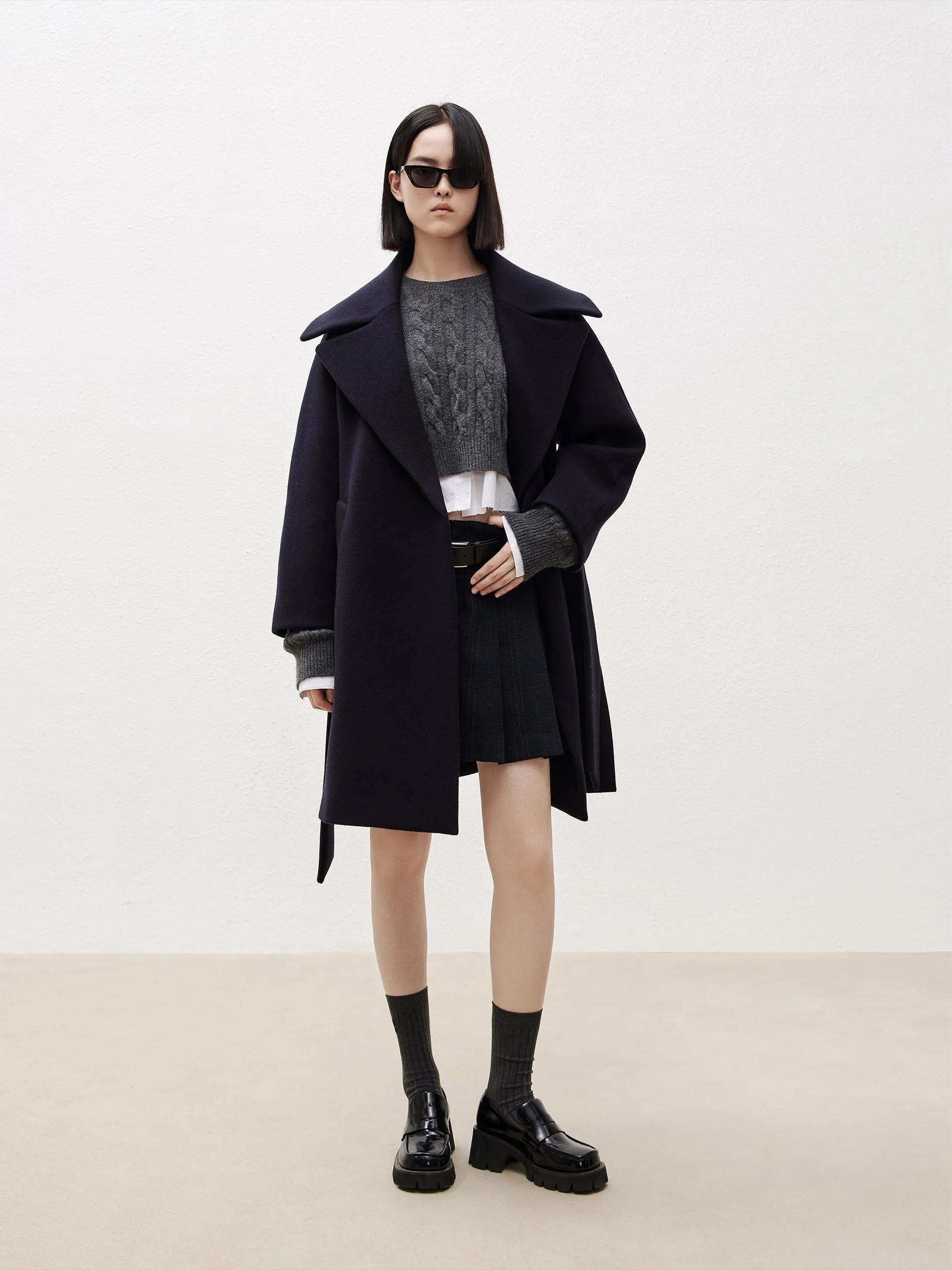 Wool Blend Side Slit Coat with Belt sold by Mo&Co product image thumbnail 3