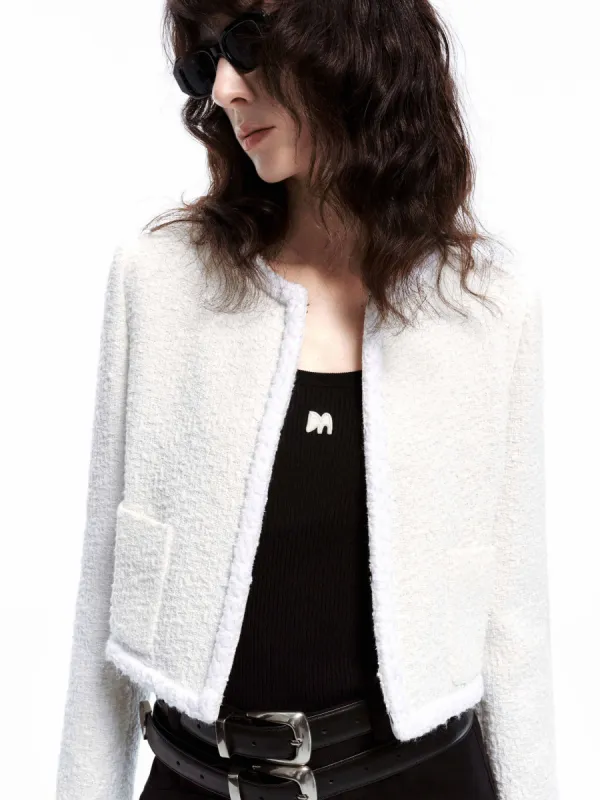 Cropped Tweed Texture Jacket sold by Mo&Co