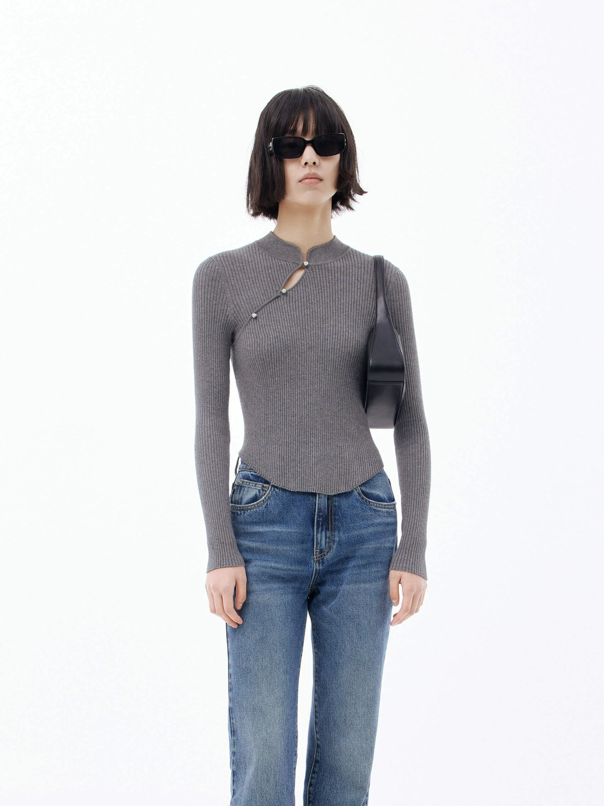 Cropped Ribbed Knit Top sold by Mo&Co product image thumbnail 2