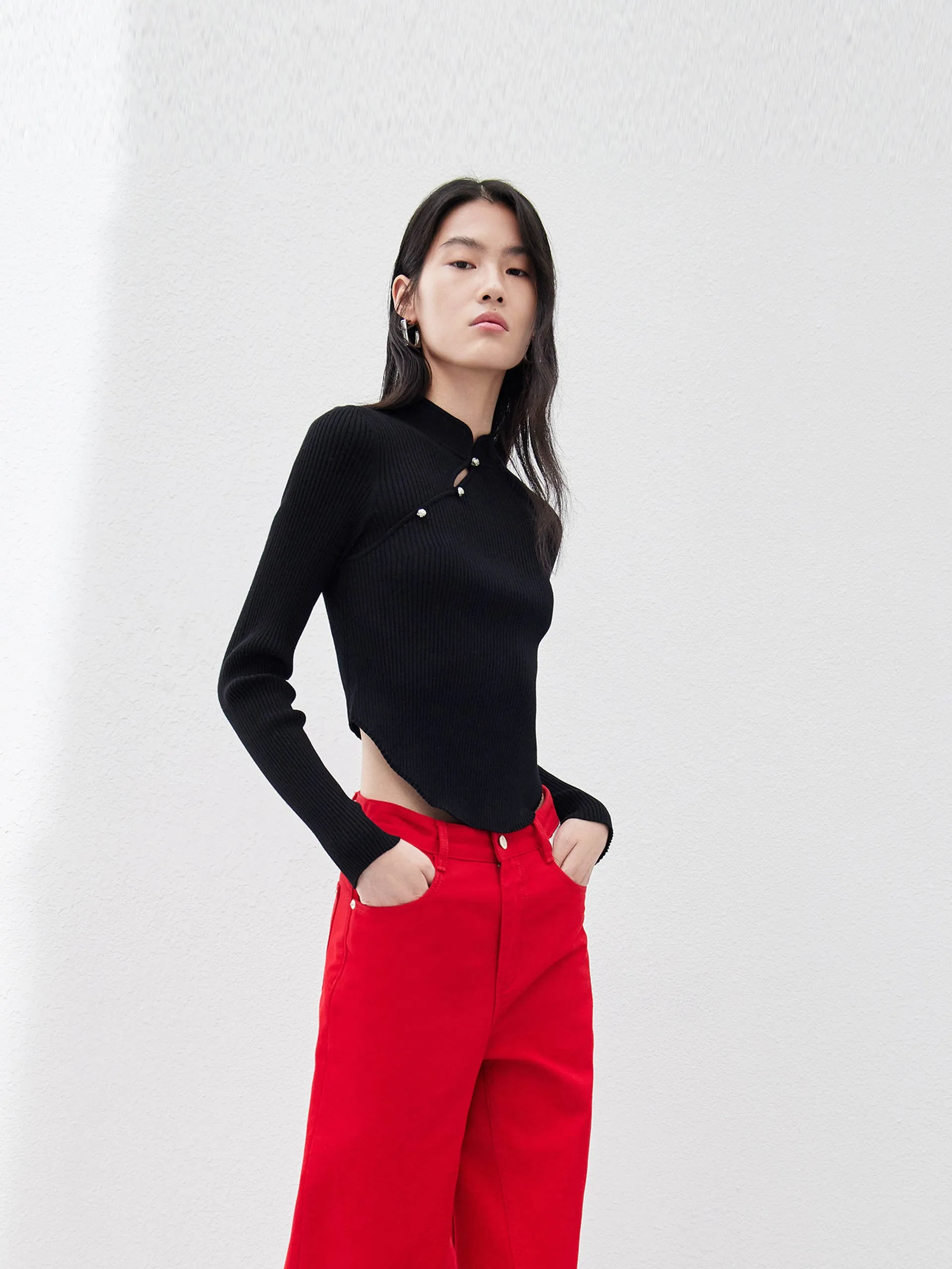 Cropped Ribbed Knit Top sold by Mo&Co product image thumbnail 3