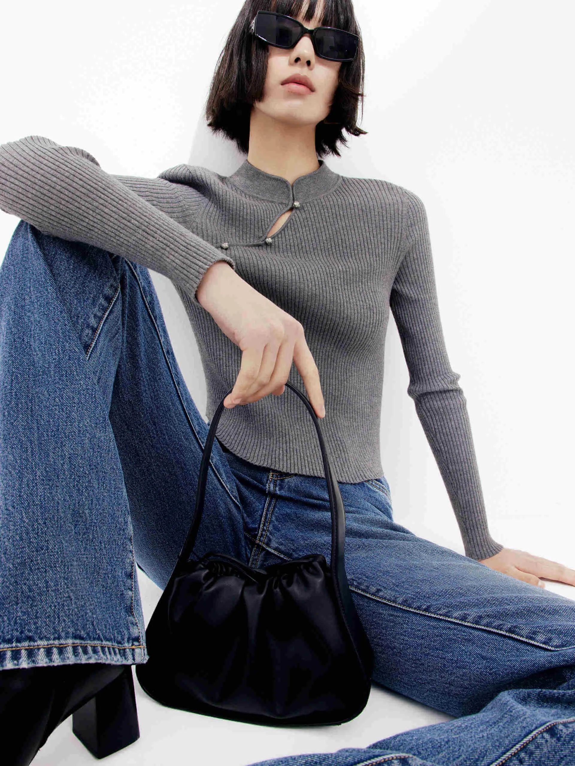 Cropped Ribbed Knit Top sold by Mo&Co product image thumbnail 4