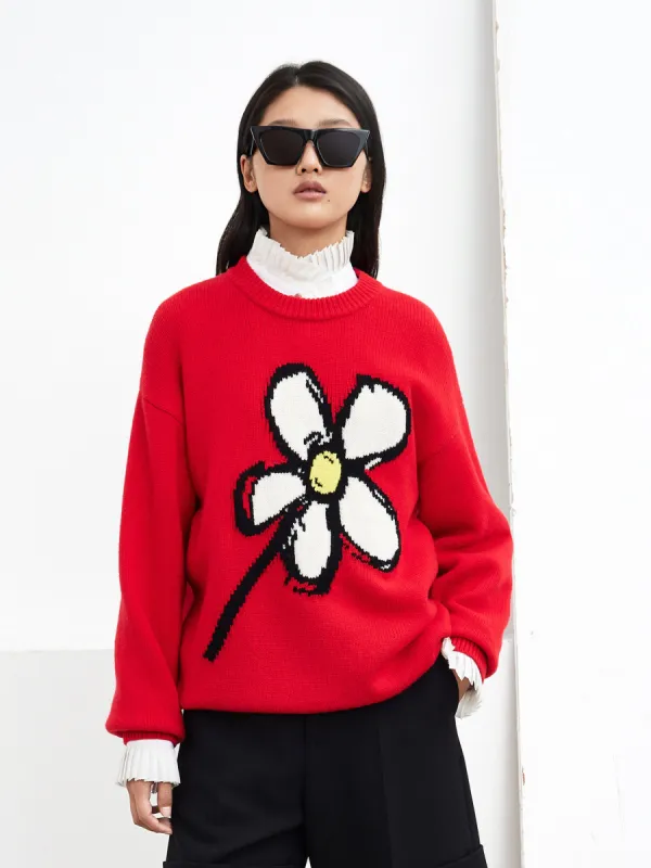 Crewneck Floral Print Sweater sold by Mo&Co