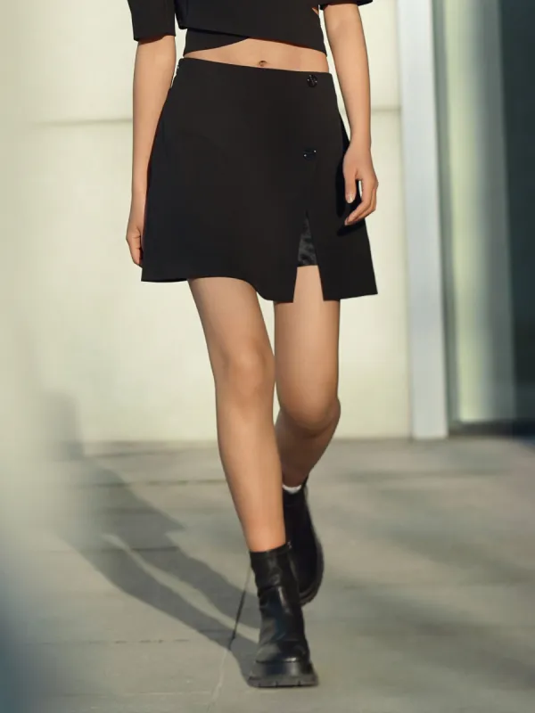 A-Lined Slit Mini Skirt sold by Mo&Co