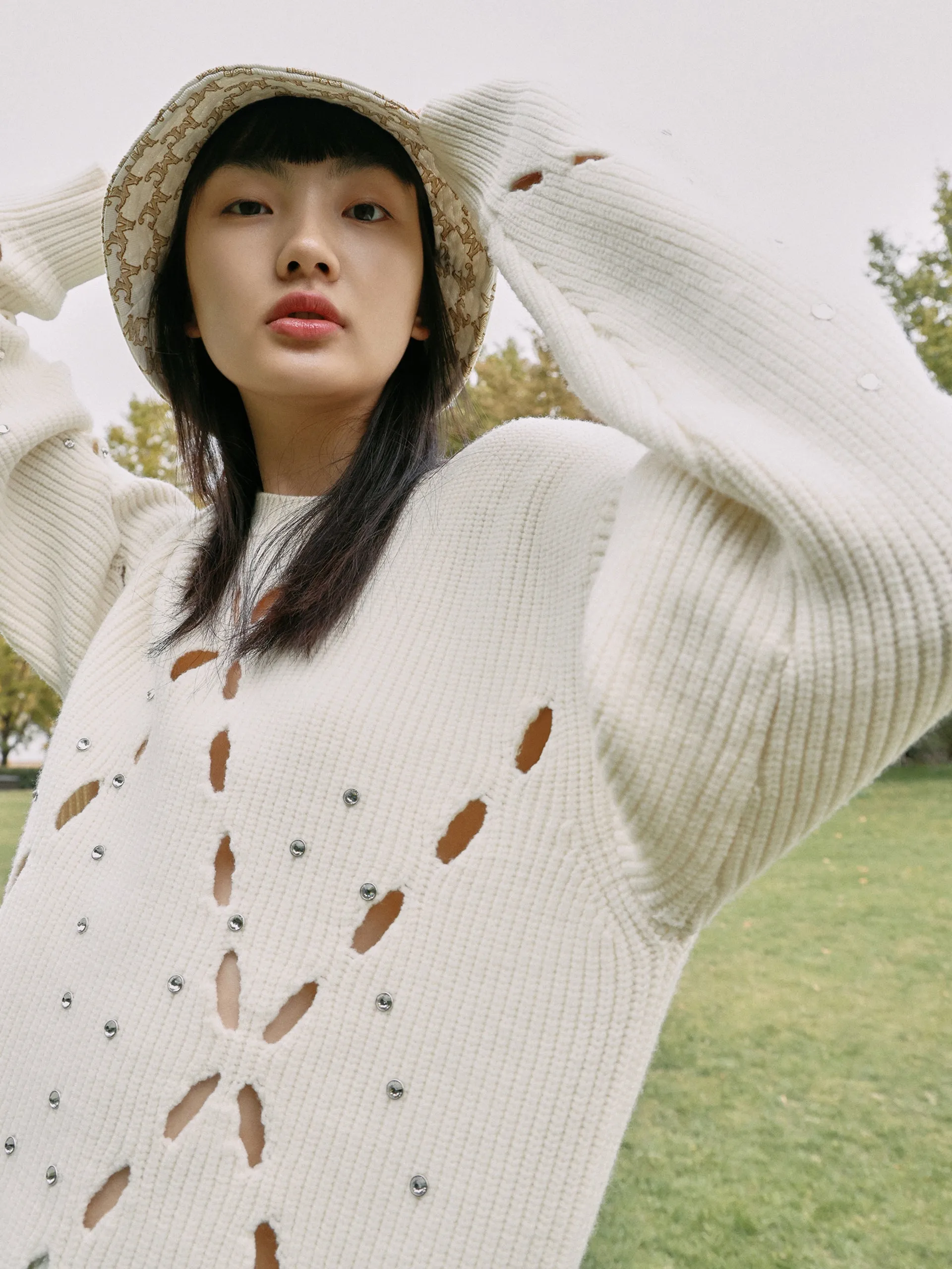 Wool Blend Openwork Rin Knit Pullover sold by Mo&Co product image thumbnail 3