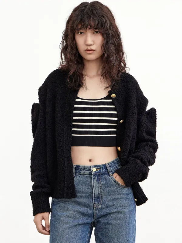 Sleeve Details Button Up Cardigan sold by Mo&Co