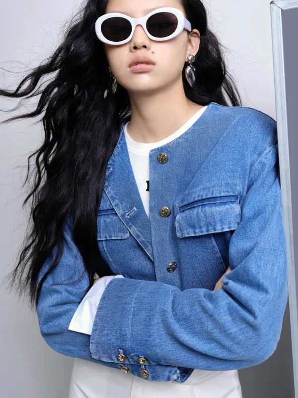 Cropped Denim Jacket sold by Mo&Co