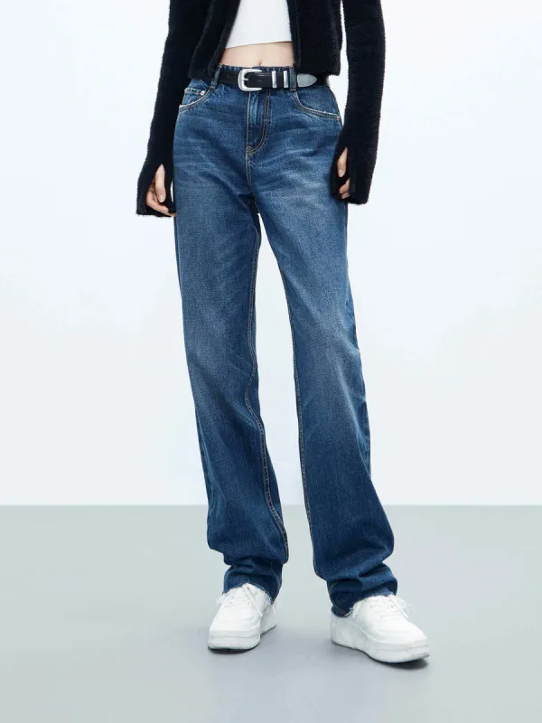 Raw Hem Midi Waist Jeans sold by Mo&Co