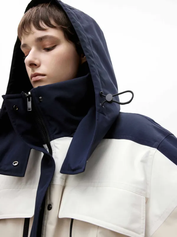 Color Block Hooded Down Jacket sold by Mo&Co