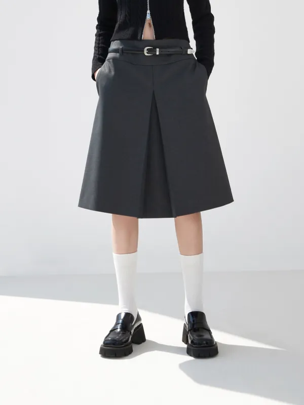 Pleated Midi Skirt with Belt sold by Mo&Co