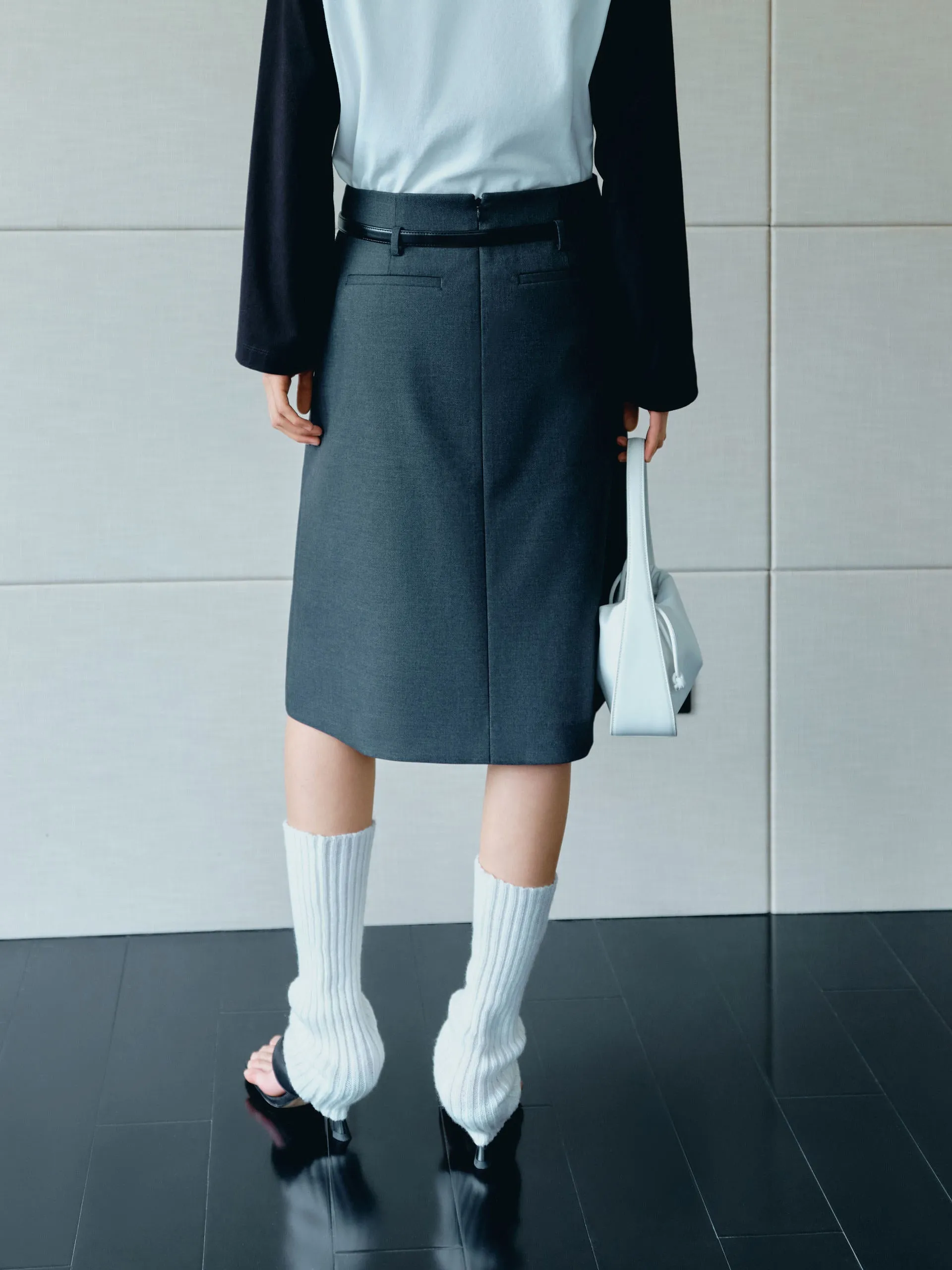 Pleated Midi Skirt with Belt sold by Mo&Co product image thumbnail 3