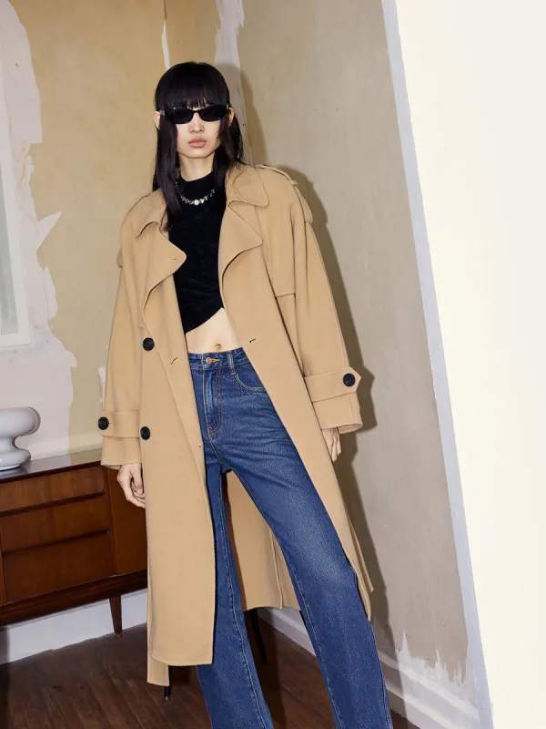 Wool Double Breasted Coat with Belt sold by Mo&Co