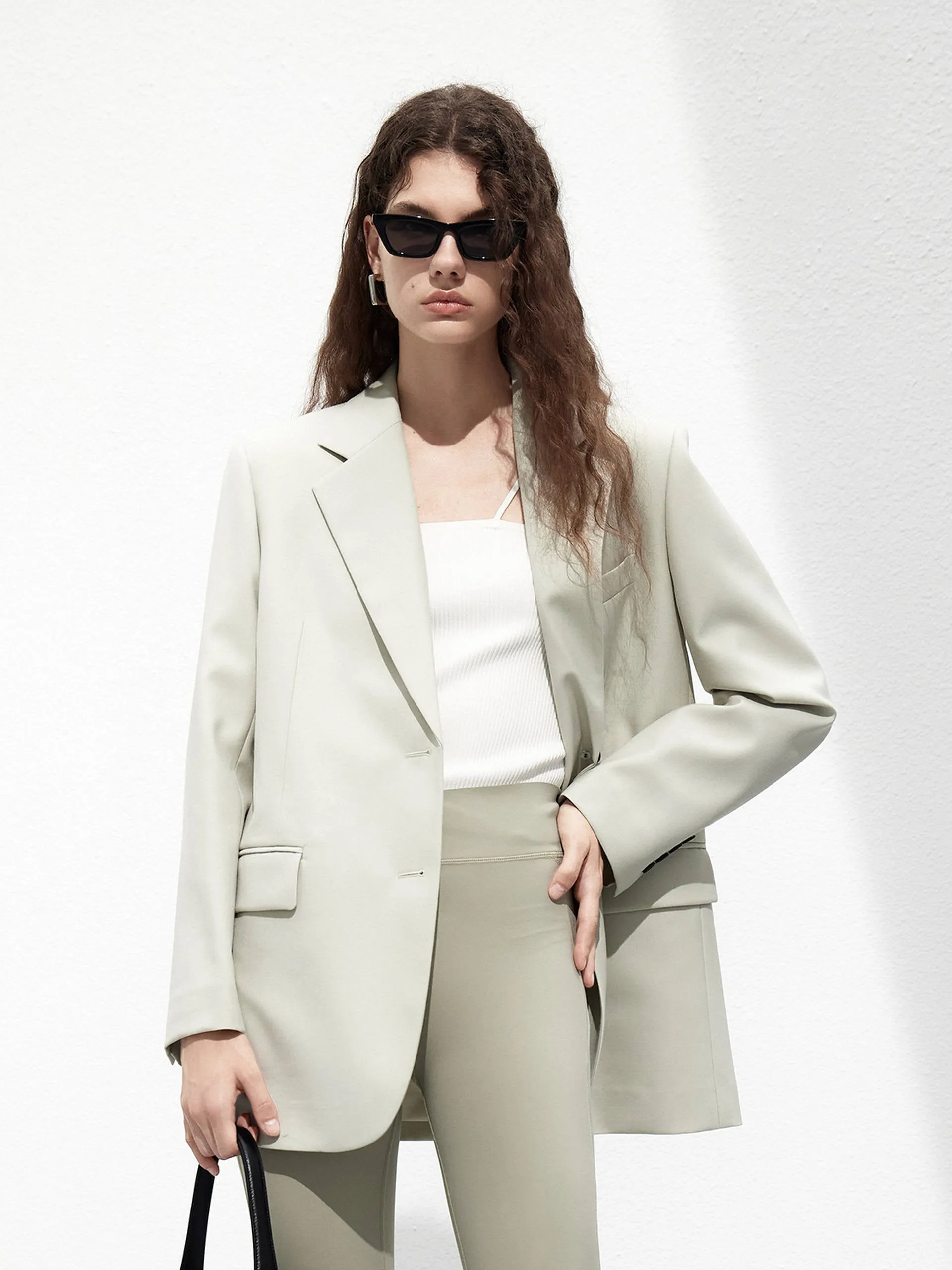 Wool Blend Tailored Blazer with Belt sold by Mo&Co product image thumbnail 2