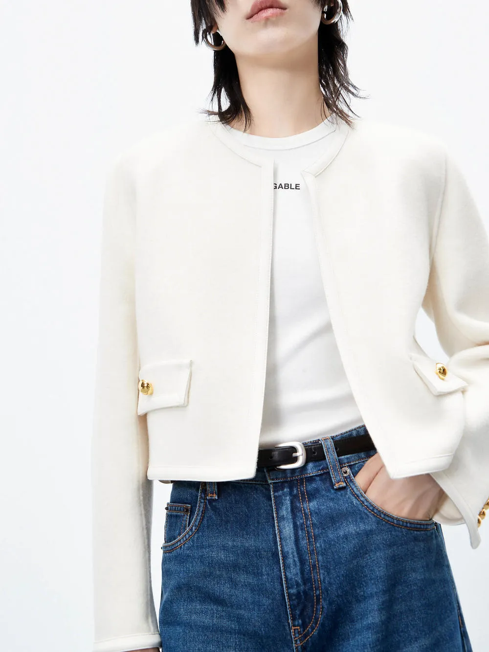 Wool Cropped Jacket sold by Mo&Co product image thumbnail 2