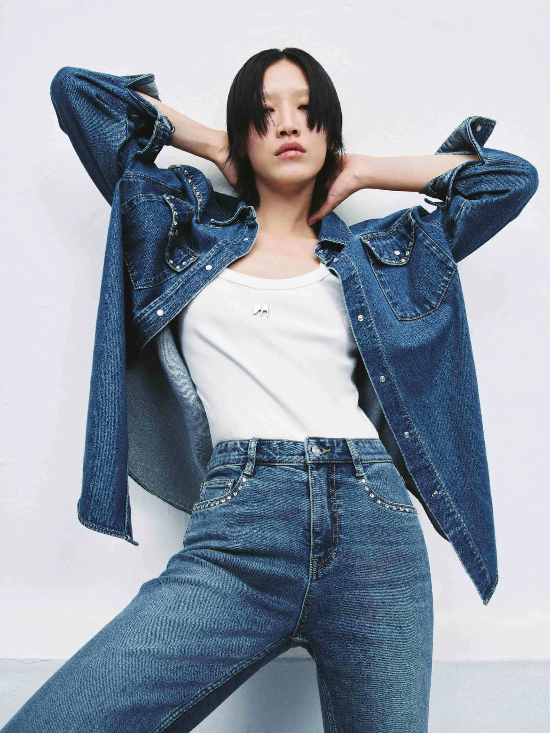 Zircon Detail Denim Jacket sold by Mo&Co product image thumbnail 3