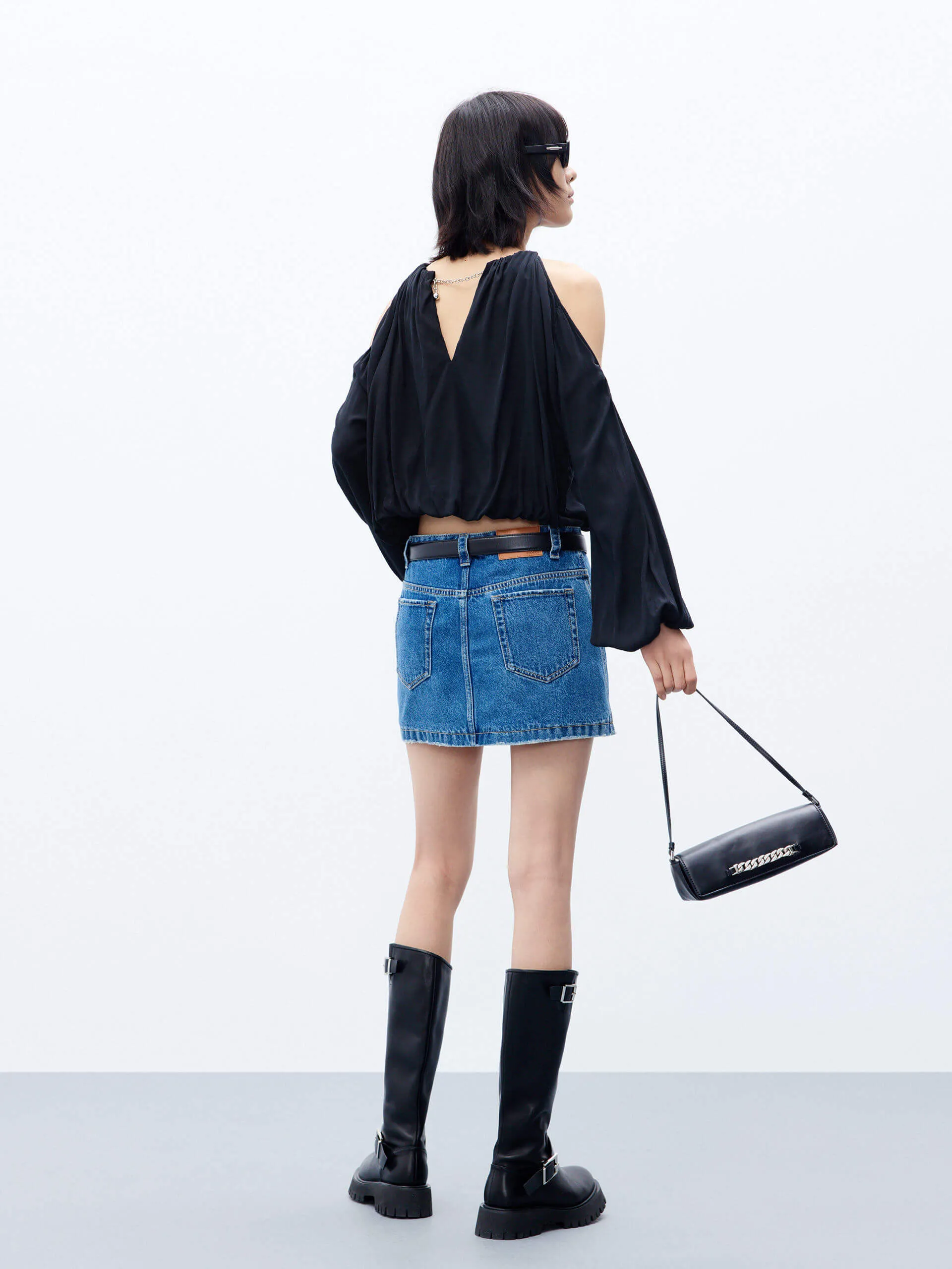 A-line silhouette Denim Skirt sold by Mo&Co product image thumbnail 3