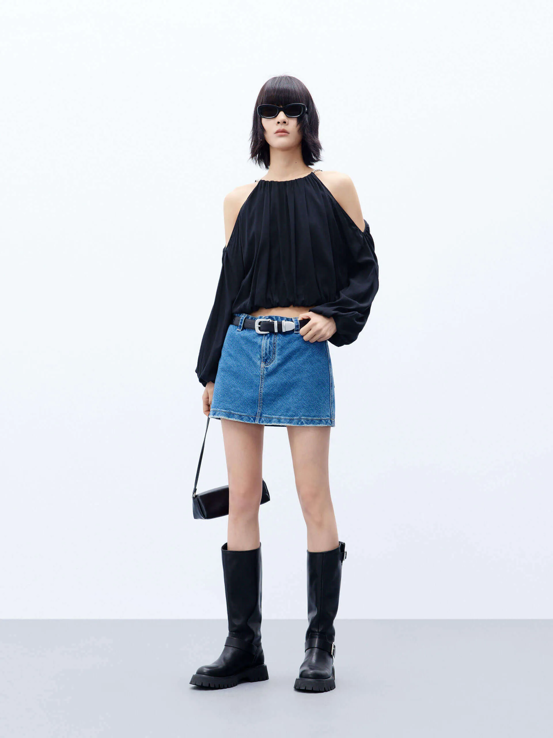 A-line silhouette Denim Skirt sold by Mo&Co product image thumbnail 2