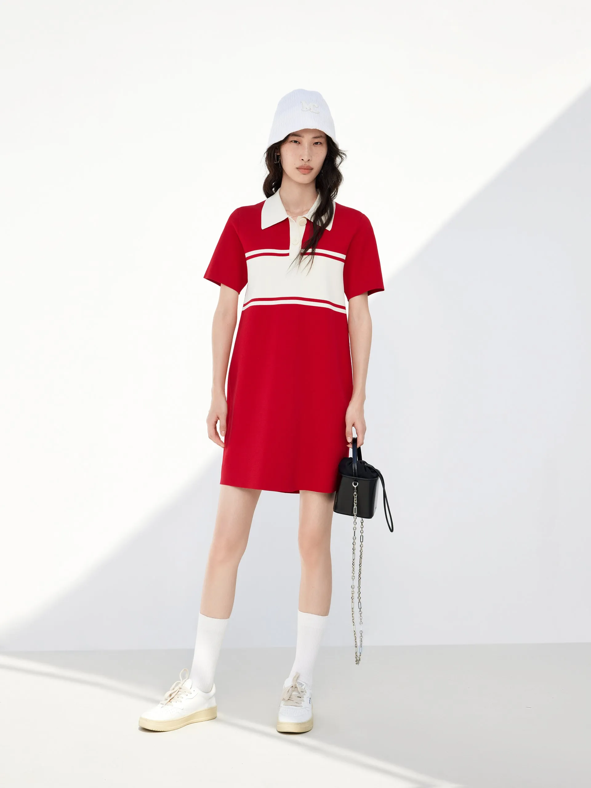 Polo Collar Contrast Mini Dress sold by Mo&Co product image thumbnail 2
